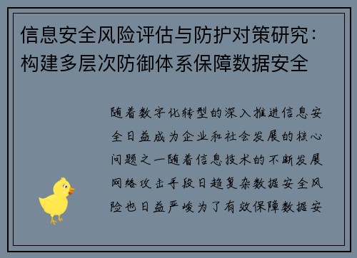 信息安全风险评估与防护对策研究：构建多层次防御体系保障数据安全
